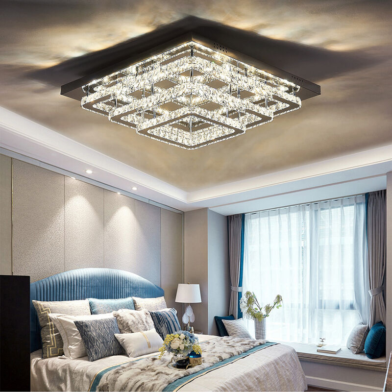 Modern LED Ceiling Light Crystal Chandelier Lamp, 60CM Cool White