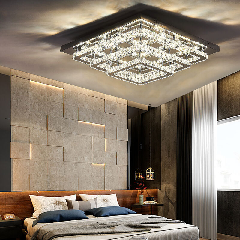 Livingandhome - Modern led Ceiling Light Crystal Chandelier Lamp, 70CM Dimmable