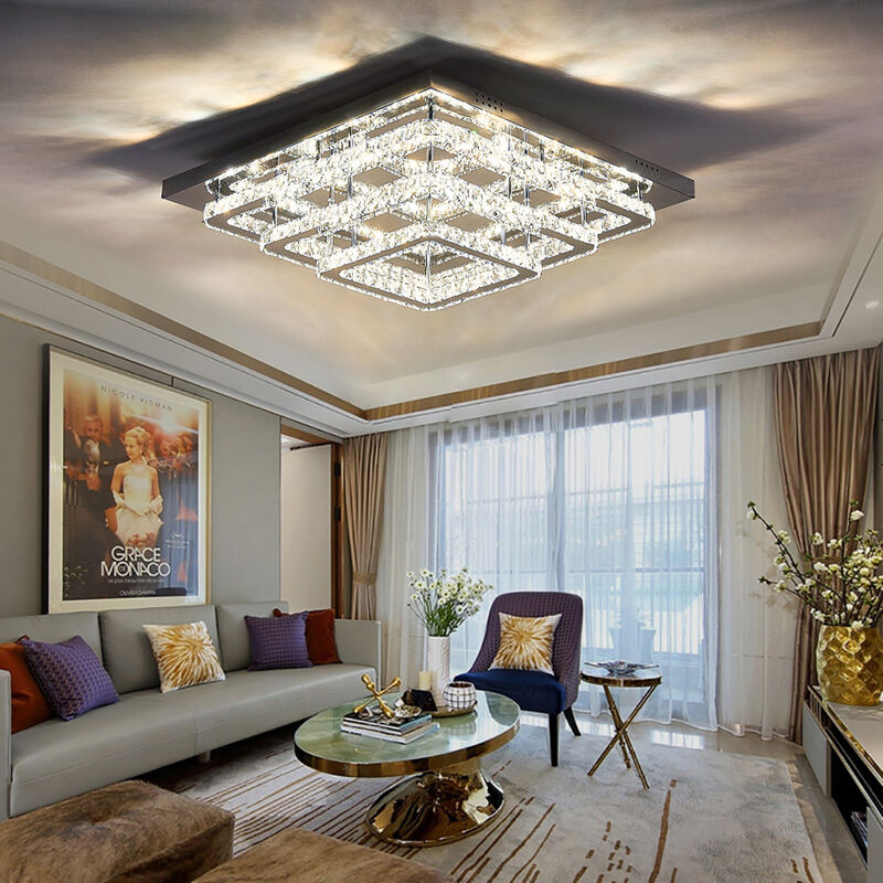 Modern led Ceiling Light Crystal Chandelier Lamp, 70CM Cool White