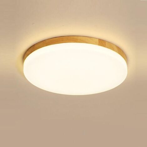 Modern LED Ceiling Light Fixture Flush Mount Hanging Lamp Wood color Round Pendant Light Warm White Light