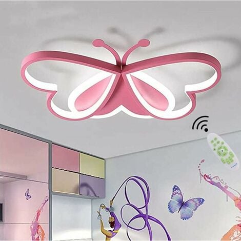 FUHUIDA TRADING Modern LED Children Lamp Cartoon Butterfly Design Ceiling Light Dimmable Creative Chic Heart Shape Decorative Ceiling Light Fixture Ceiling Light Acrylic Lampshade Bedroom Kids Room Light (Pin