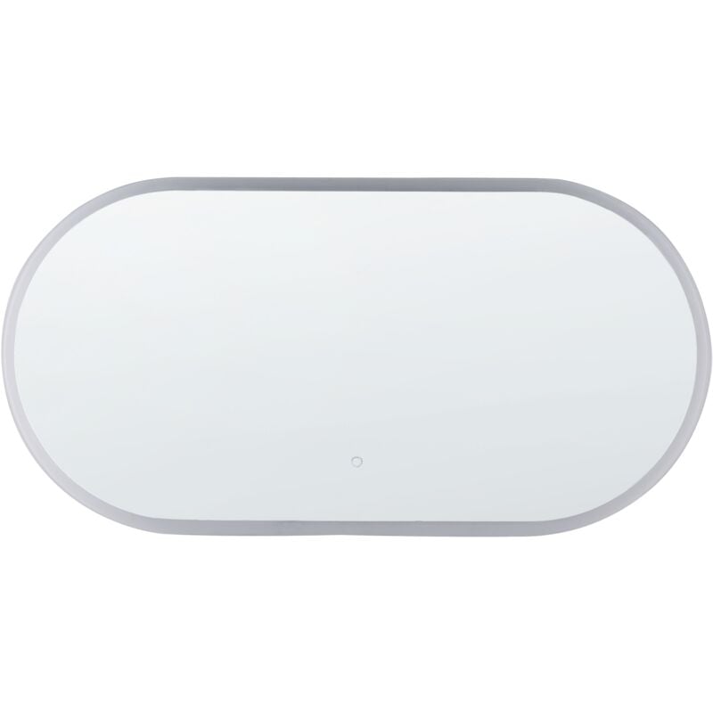 Modern led Oval Wall Mirror Bedroom Bathroom 120 x 60 cm Silver Chateauroux - Silver