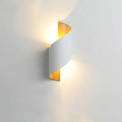 Modern Led Wall Lamp Warm White,Unique Spiral Wall Light, Indoor Wall Sconce  for Living Room Hallway Bedroom Cafe Office，White+gold