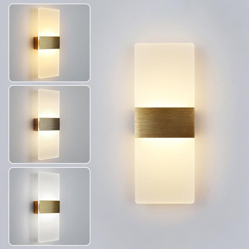 Modern LED Wall Light 6W – Up & Down, 3 Adjustable Color Temperatures for Corridor, Bedroom, Living Room