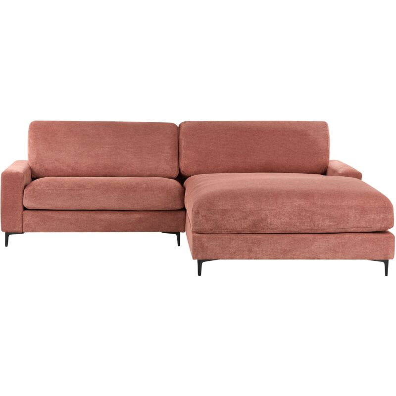Beliani - Modern Left Hand Fabric Corner Sofa Upholstered Water-repellent Finished Back Black Metal Legs Red Maloy