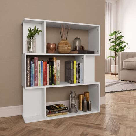 Modern Library divider shelf with compartments 80x24x96 cm 3 study office colore : BIANCO