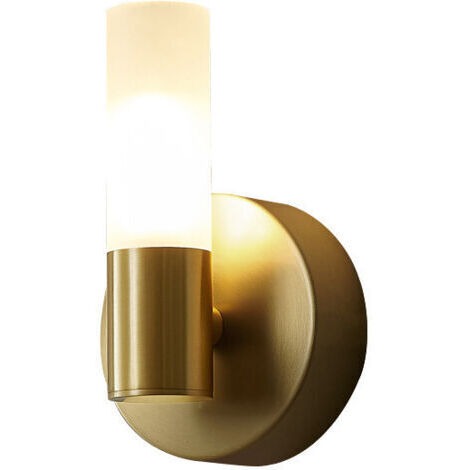 Modern linear LED wall light for bathroom - gold and white frosted glass - brass wall light - mid-century modern wall light for bedroom