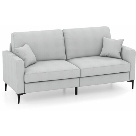 Modern Loveseat 2 Seater Home Sofa Couch Upholstered Sofa with Armrest & Pillows