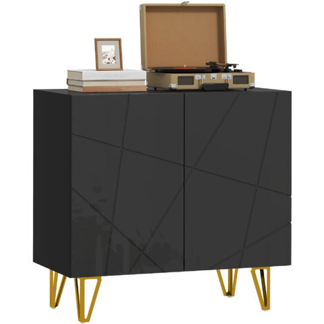 Modern Luxe High Gloss Sideboard, with Hairpin Legs - Black