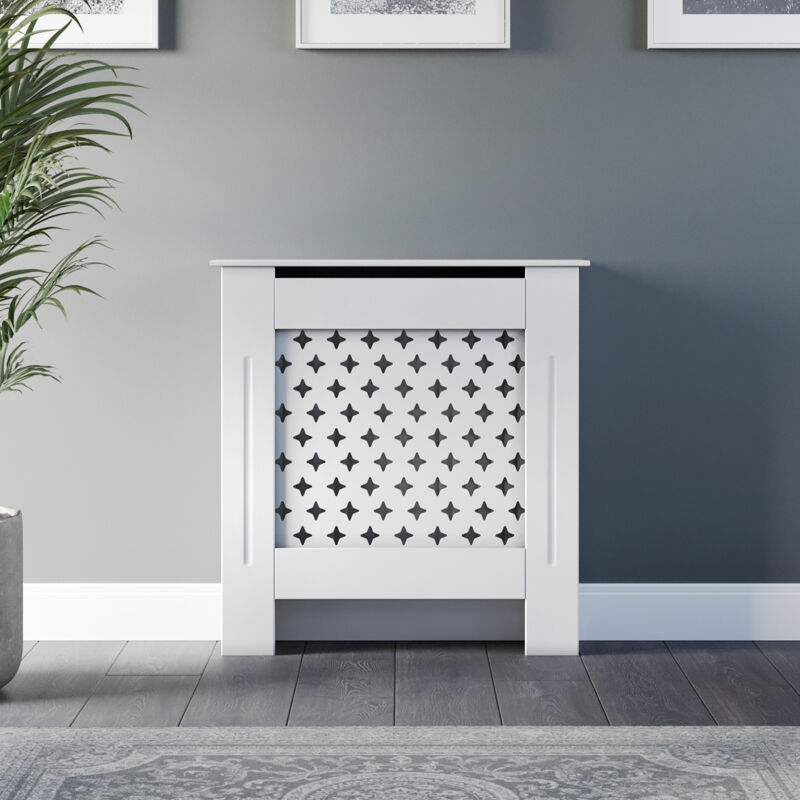 Modern MDF Radiator Cover Wall Cabinet X Small Wood White Diamond Style Pre Cut