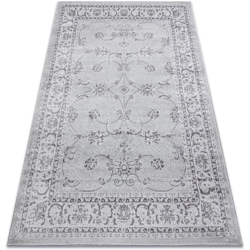 Modern mefe carpet 2312 Ornament, frame - structural two levels of fleece grey grey 140x190 cm