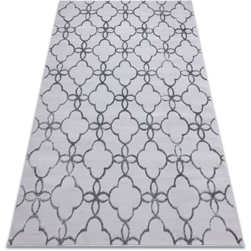 Modern mefe carpet 8504 Trellis, flowers - structural two levels of fleece dark grey grey 120x170 cm