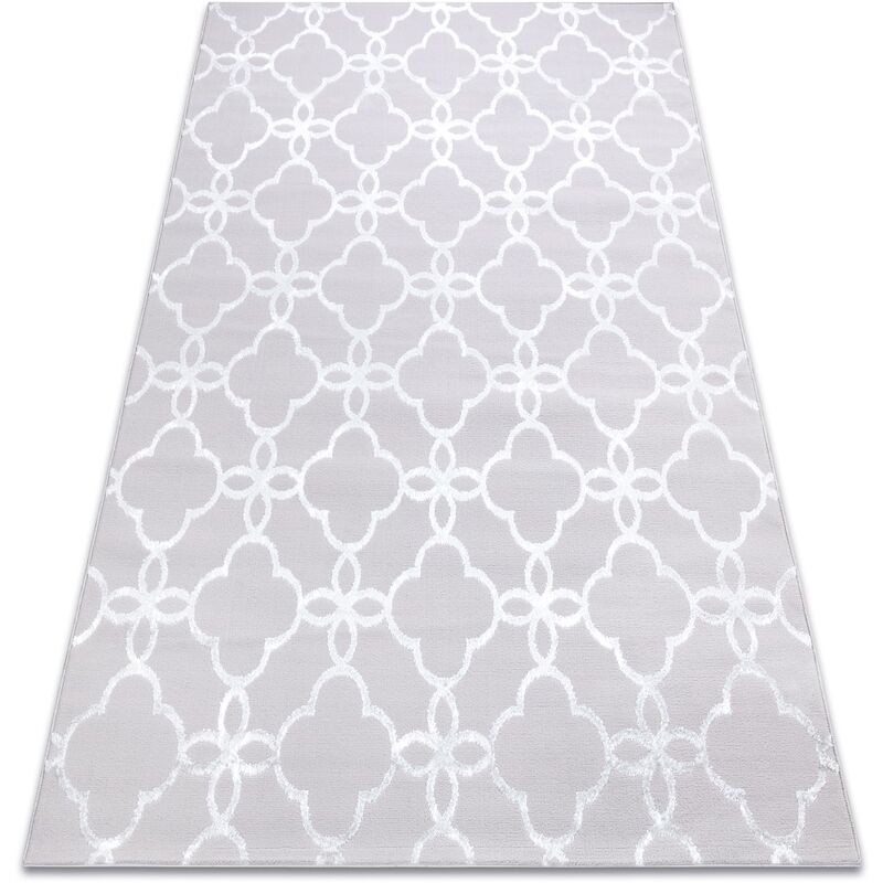 Modern mefe carpet 8504 Trellis, flowers - structural two levels of fleece grey / white grey 160x220 cm