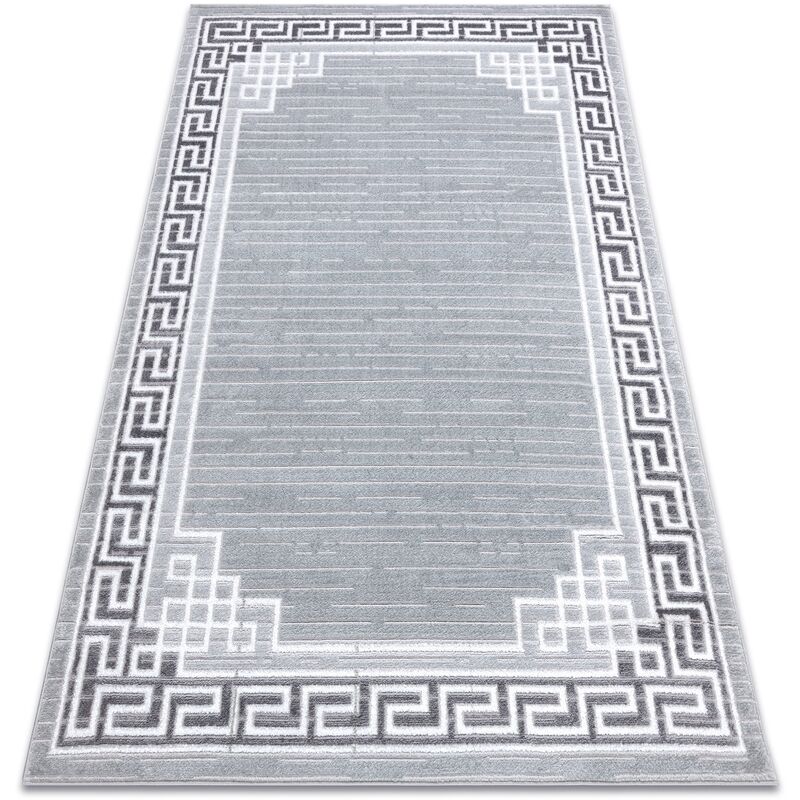 Modern mefe carpet 9096 Frame, greek key - structural two levels of fleece grey grey 140x190 cm