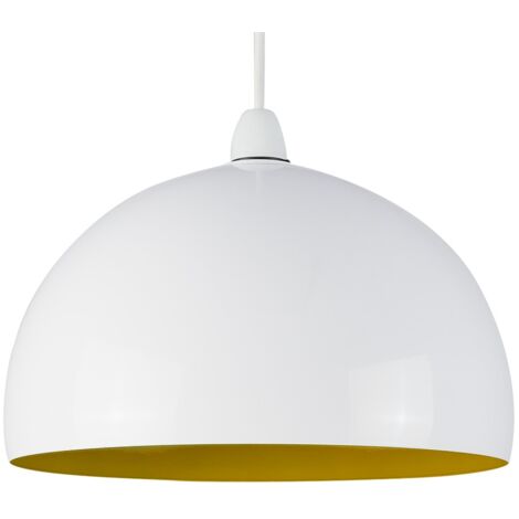 Metal Dome Ceiling Pendant Light Shade - White & Yellow