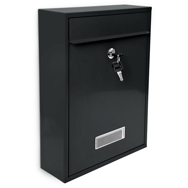 Relaxdays - Modern metal mailbox / letterbox 26.5 x 35 x 8.5 cm, Black