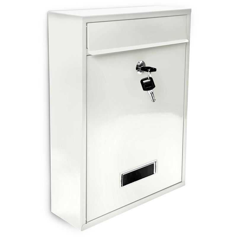 Relaxdays - Modern metal mailbox / letterbox 26.5 x 35 x 8.5 cm, White