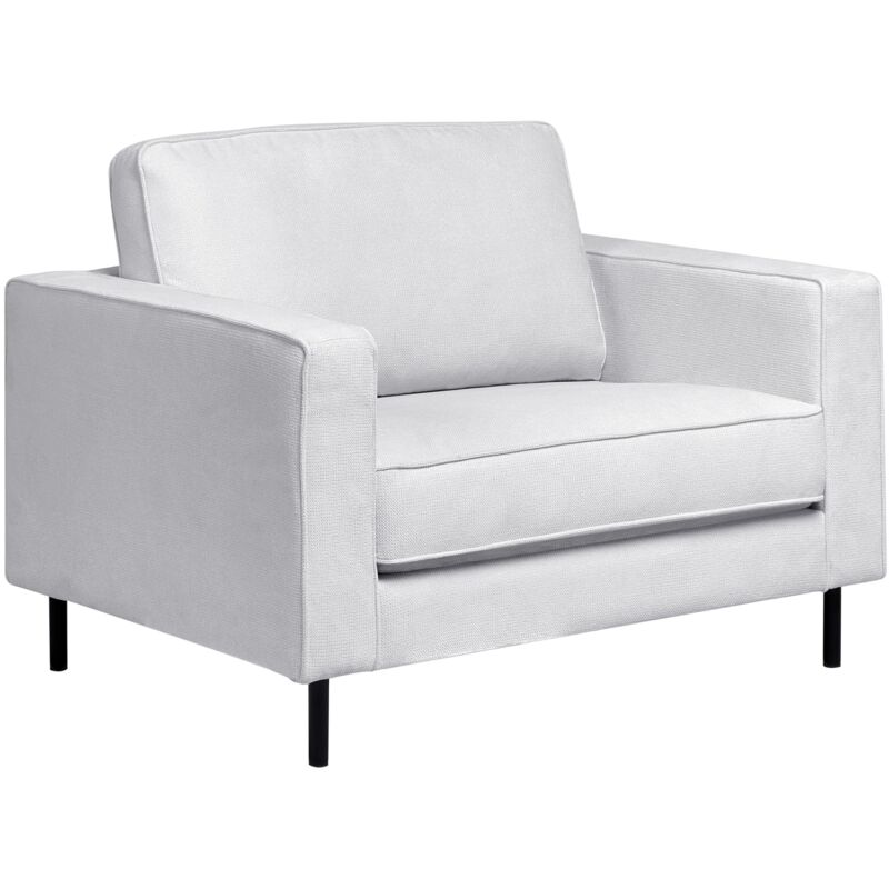 Beliani - Modern Minimalist Fabric Armchair Cushions Metal Legs Light Grey Savalen