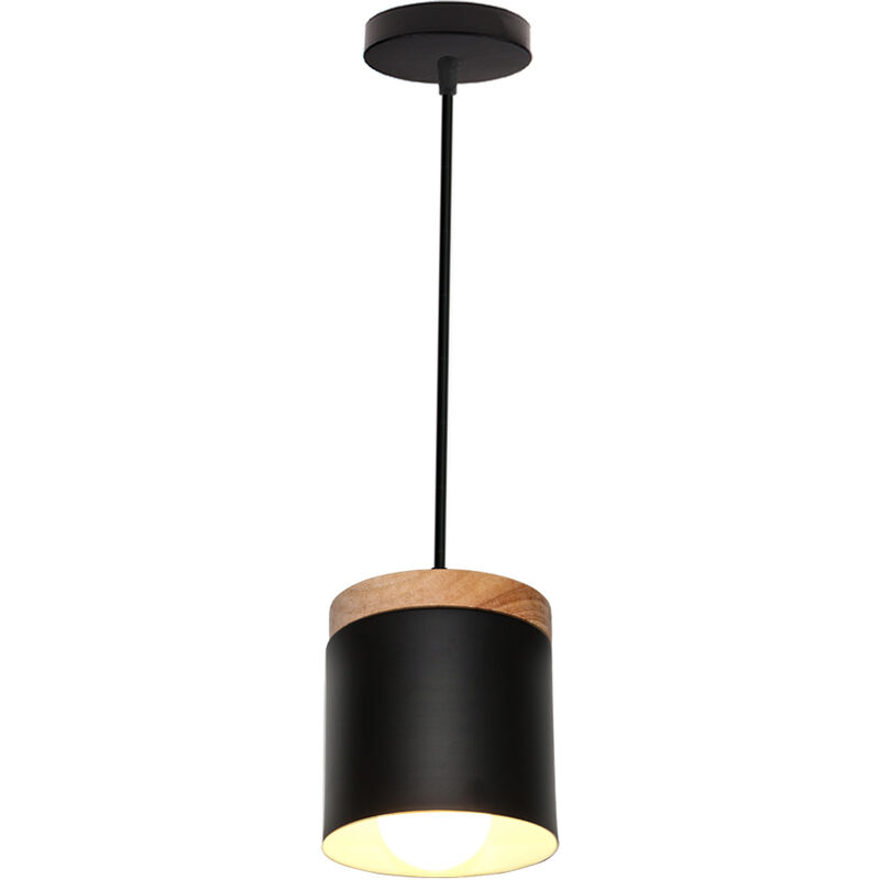 Wottes - Modern Minimalist Interior Wrought Iron Chandelier E27 Decorative Pendant Light Fixture (Black) - Nero