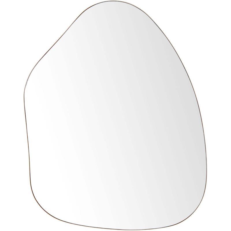 Beliani - Modern Minimalist Oval Decorative Wall Mirror Metal Iron Frame Living Room Decor 70 X 92 Cm Gold Puteaux