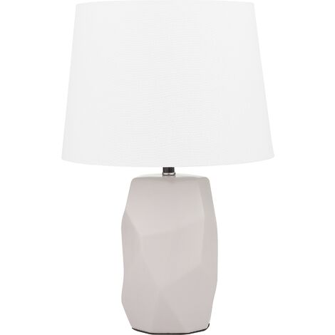 main image of "Modern Minimalistic Pink Side Table Lamp Ceramic Cone Shade White Elia"