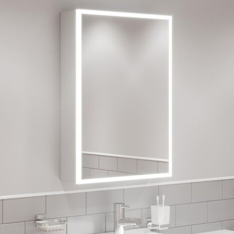Modern Mirror Cabinet LED Illuminated Wall Mounted Shaver Socket IP44 500x700mm