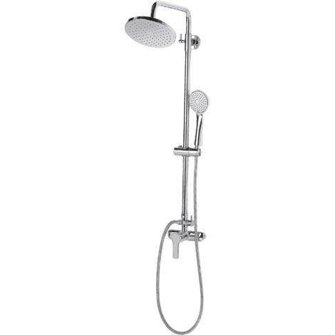 Modern Mixer Shower Set Brass Rain Function Wall Hanging Glossy Silver Tinkisso