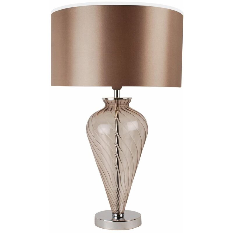 Mocha Glass Table Lamp with Fabric Shade