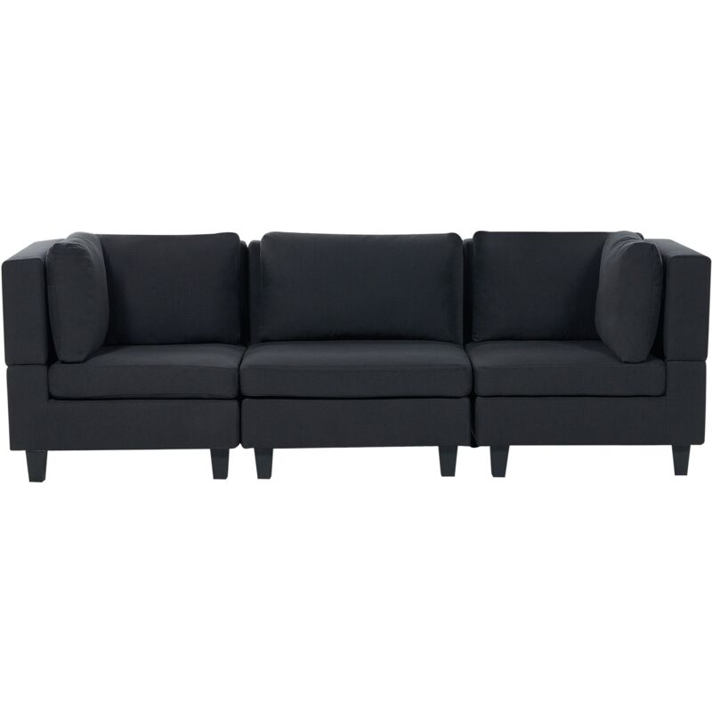 Beliani Modular Sofa 3 Seater Unstad Fabric Black