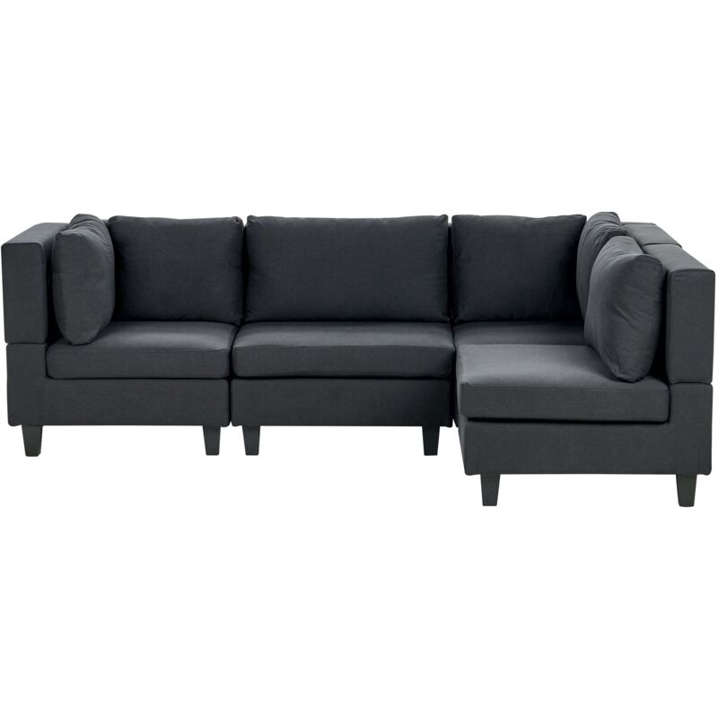 Beliani Modular Corner Sofa 4 Seater Unstad Fabric Black Left Hand