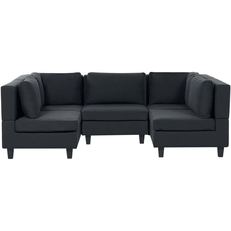 Beliani Modular U-shape Sofa 5 Seater Unstad Fabric Black