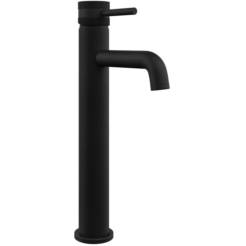 Core Matt Black Modern Round Style Tall Mono Basin Mixer Bathroom Tap