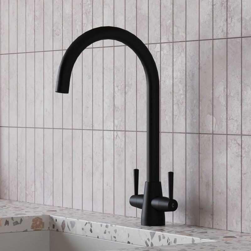 Modern Kitchen Tap Single Lever Pull Out Dual Spray Swivel Spout Matt