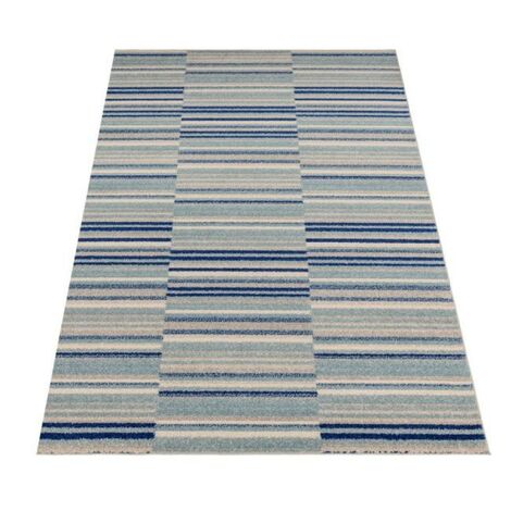 Modern Muse MU05 Striped Geometric Rug for Living Room, Bedroom, Kitchen, Lounge Soft Blue Rug in X-Large 200x290 cm (6'7"x9'6")