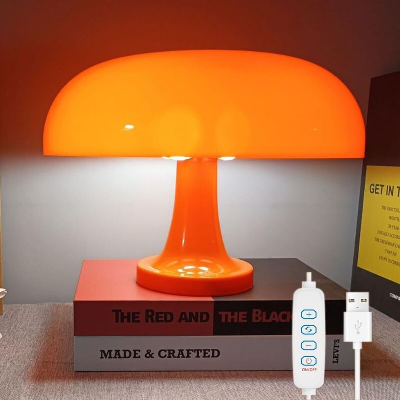 Modern Mushroom Design Table Lamp - USB Powered, 3 Dimmable Light Modes Sunset Effect for Bedroom and Living Room