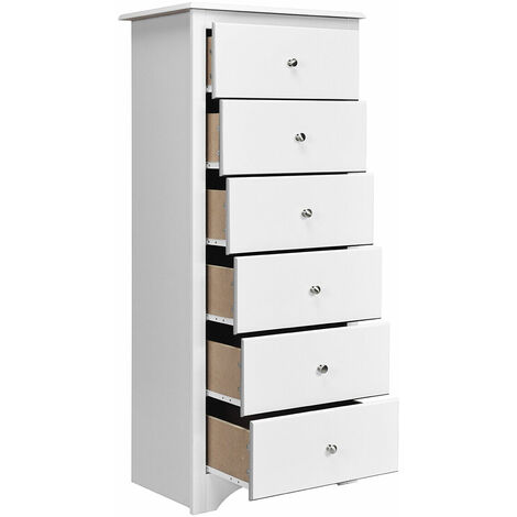 Modern Narrow Chest of Drawers Bedside Cabinet Sideboard Bedroom 6 Drawers Chest