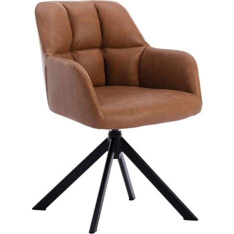 Modern Office Chair in PU Leather Upholstered Swivel Computer Chair Comfty Task Chair for Home Office Bedroom, Brown, Wahson