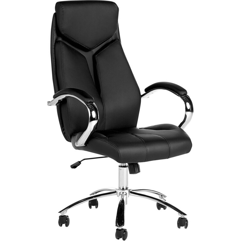 Modern Office Desk Chair Faux Leather Swivel Black Formula - Black