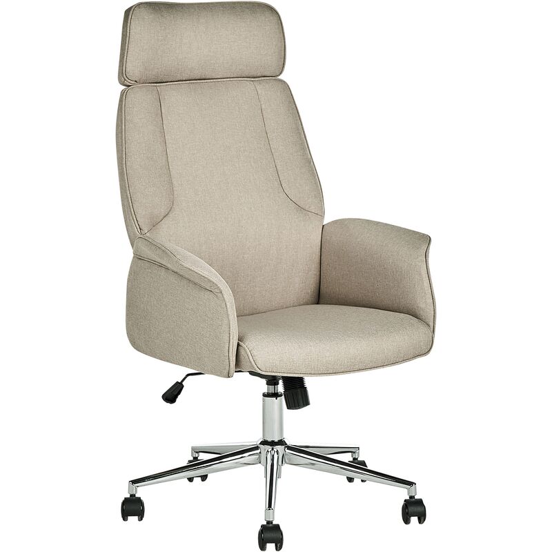 Modern Office Desk Chair Swivel Height Adjustable Flared Arms Beige Pilot - Beige