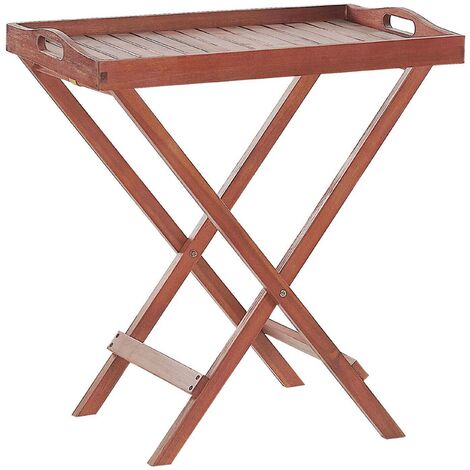 Folding Butlers Side Table Portable Wooden Food Serving Tray Drink Dinner