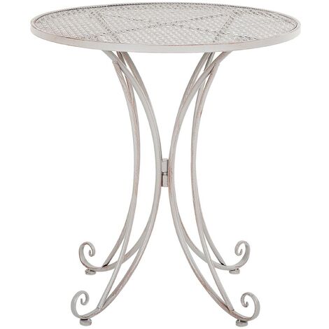 Modern Outdoor Garden Bistro Table Grey Round Tabletop Metal Cilento