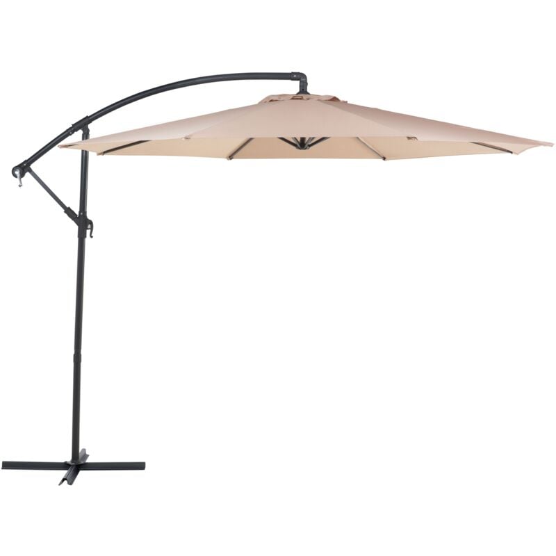 Modern Outdoor Garden Cantilever Parasol Sand Beige Polyester Canopy