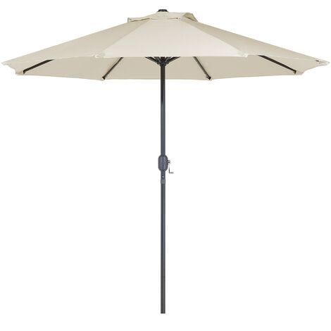 Modern Outdoor Garden Market Parasol Polyester Canopy LED Lights Beige Rapallo