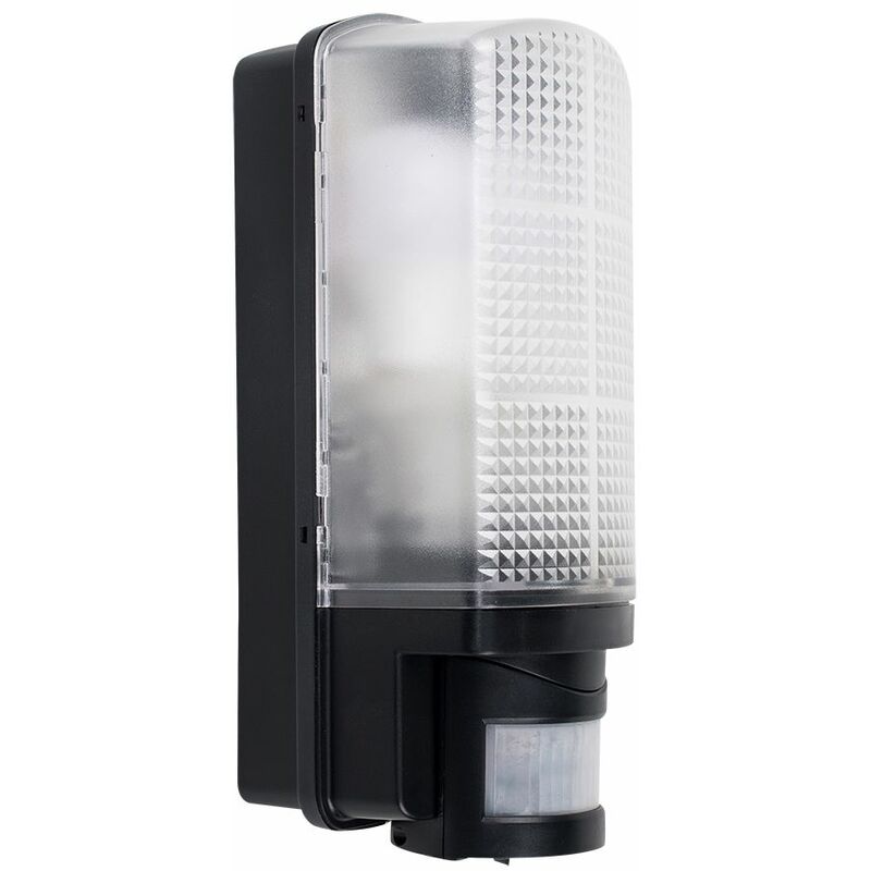 Outdoor Black Plastic IP44 Sensor Bulkhead Security Wall Light - PIR Sensor