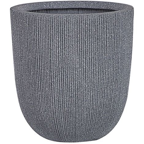 Modern Outdoor Plant Pot Planter Tall Round 33 x ø 31 cm Grey Chios