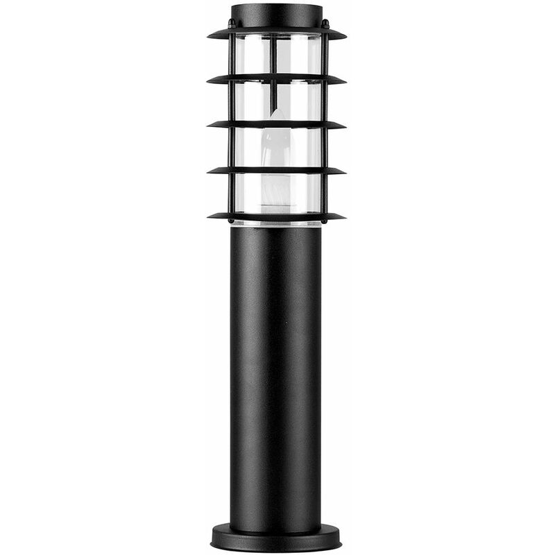 Minisun - Outdoor Black Bollard Lantern Light Post - Add LED Bulb