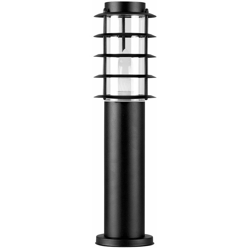 Minisun - Outdoor Black Bollard Lantern Light Post - No bulb