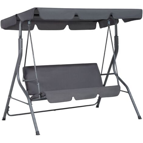 Modern Outdoor Swing Dark Grey Polyester Canopy Steel Frame Seat Pad Chaplin