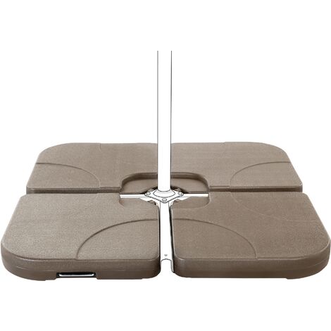 Modern Outdoor Umbrella Base Weights 4 Piece Set Stand Brown Caria