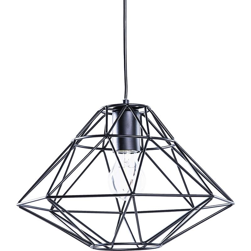 Beliani - Modern Pendant Cage Lamp Naked Wire Lampshade Geometric Metal Black Guam